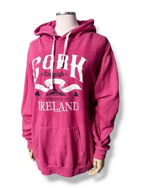 IRISH CONNEXXION Pink Grindle Hoodie “Cork Established 922 Ireland” Size Large